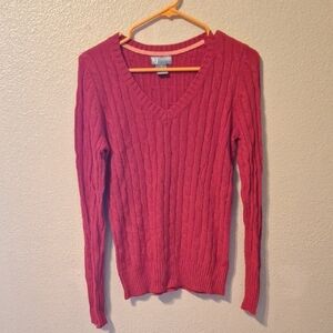JCPenney Red V-Neck Cable Knit Sweater